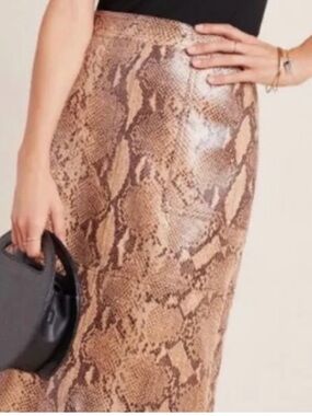 Current Air Los Angeles Snake Print Pencil Skirt - Brown
